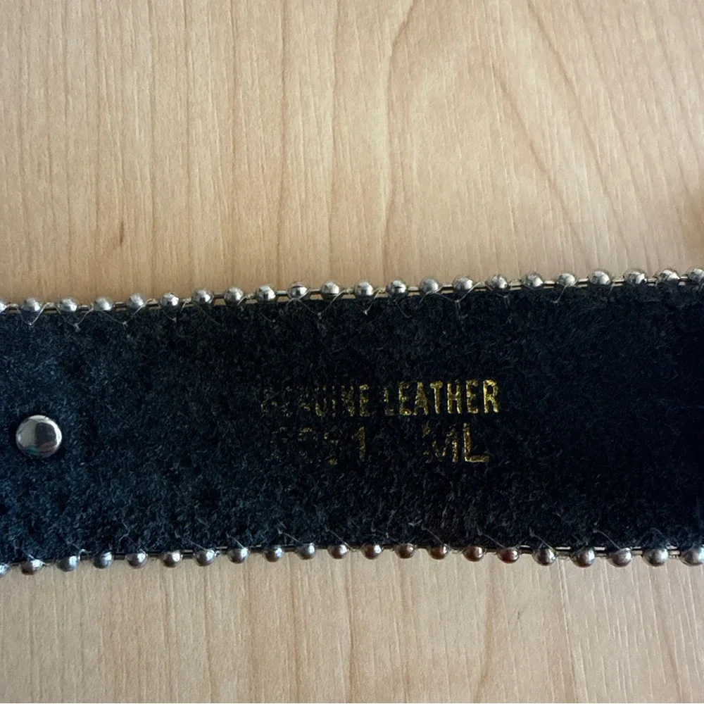 Women’s Black Leather Belt, Western Bling Rhinestone Cowgirl Rodeo, Size ML